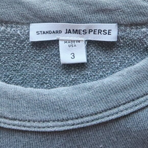 James Perse Standard Cotton Raglan Long Sleeve Sweatshirt in Washed Gray L Large - Picture 4 of 6